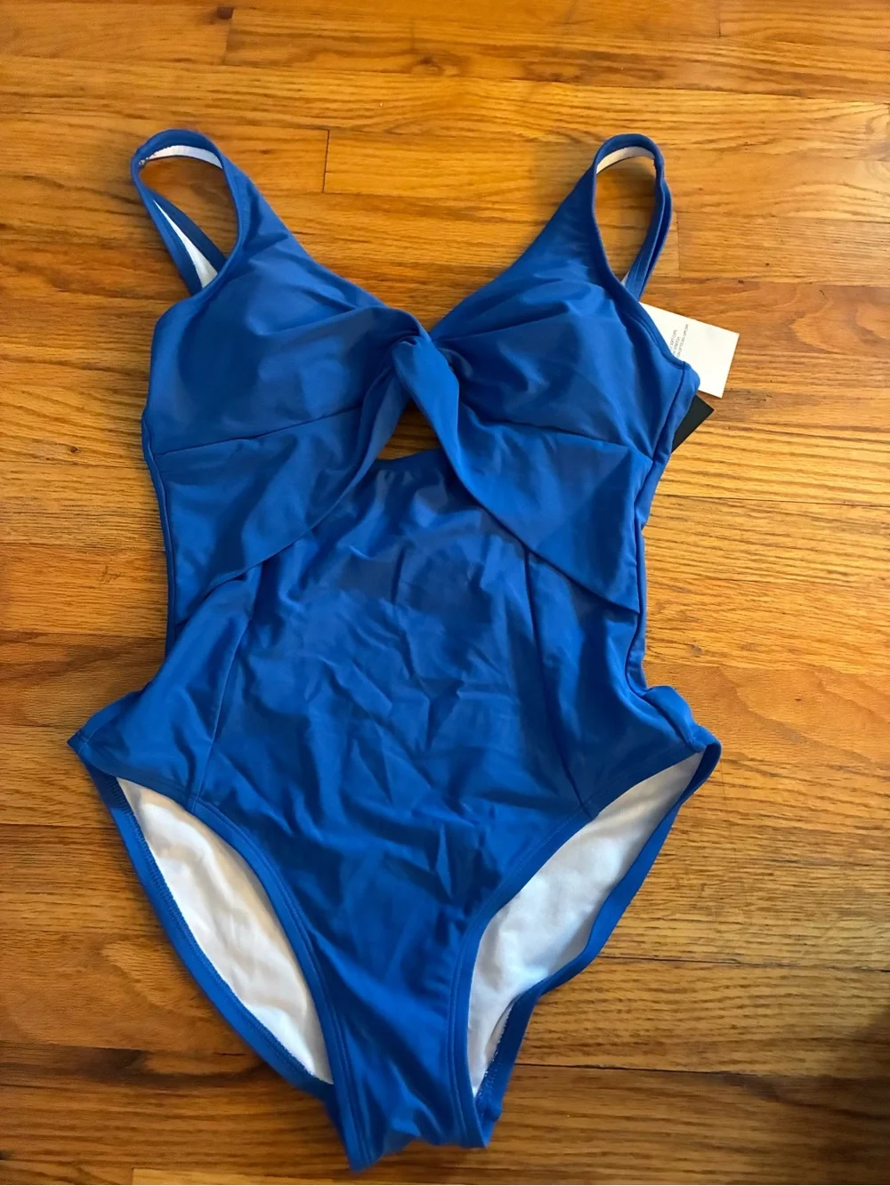 DKNY Royal Blue Twist Front One-Piece Swimsuit Size 10 , New With Tags. - Picture 2 of 4